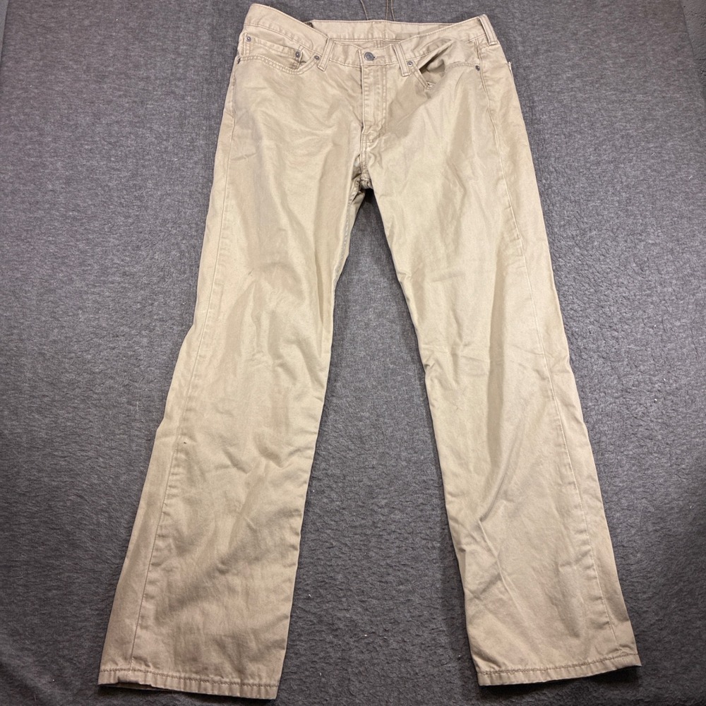Levi 514 Straight Fit Pants Mens 36x32 Tan Khaki Twill Chinos Workwear Office